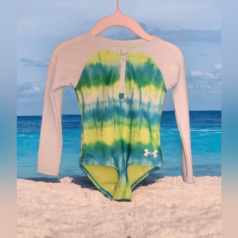 🛍️👗 2 for $20 Under Armour Baby Girl 18m Blue Long Sleeve Rash Guard